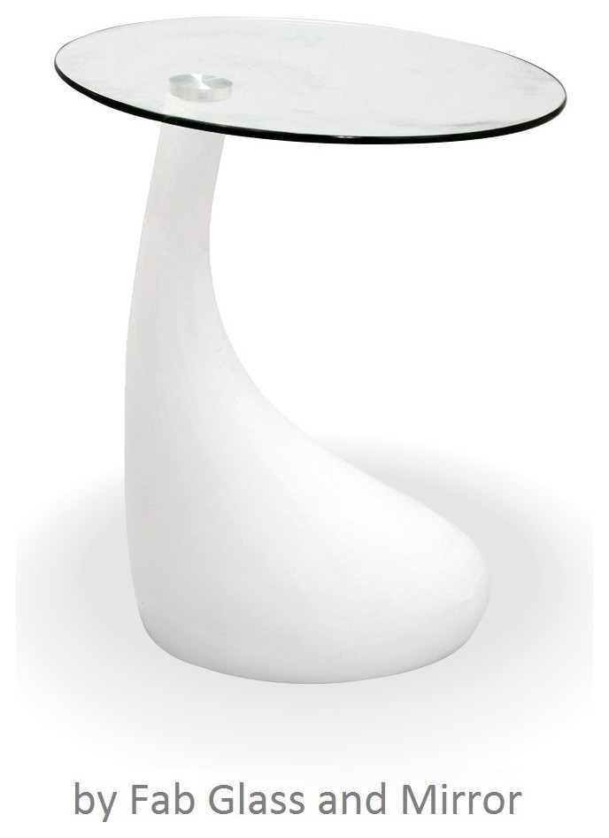 Teardrop Side Table Black Color With 18  x27 x27Round Glass Top   Contemporary   Side Tables And End Tables   by Fab Glass And Mirror  Houzz