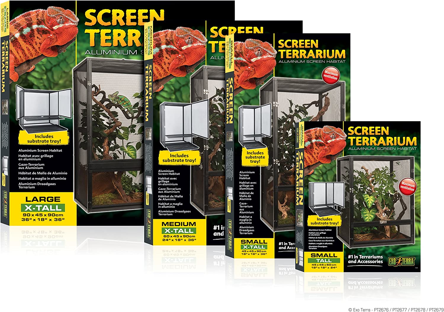 Exo Terra Screen Terrarium Aluminium Screen Habitat， Small X-Tall