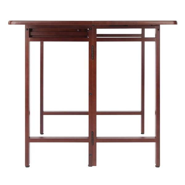 Wood Taylor 3-Pc Drop Leaf Dining Table with 2 Ladder Back Chairs， Walnut