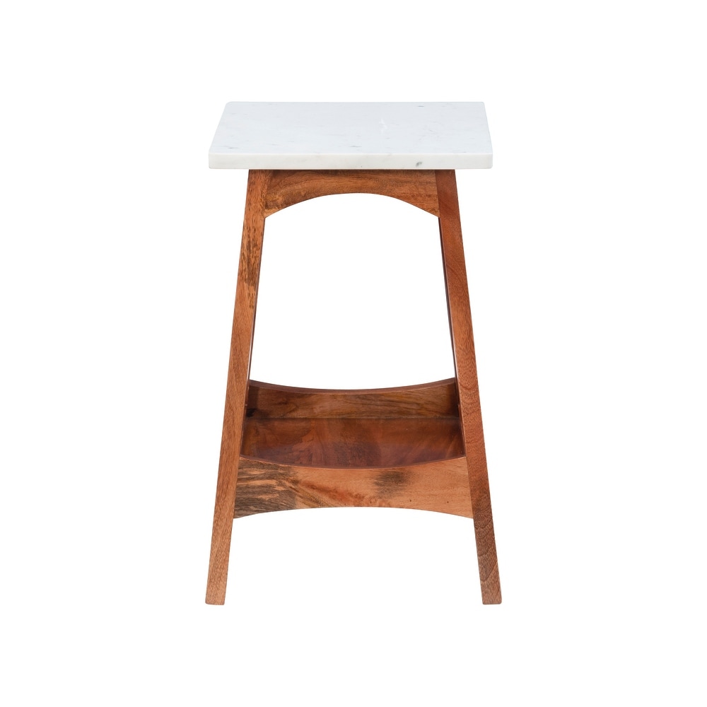 Perley Marble and Wood Side Table