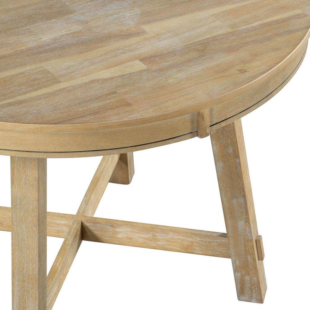 Round Extendable Wood Kitchen Dining Table with 16\