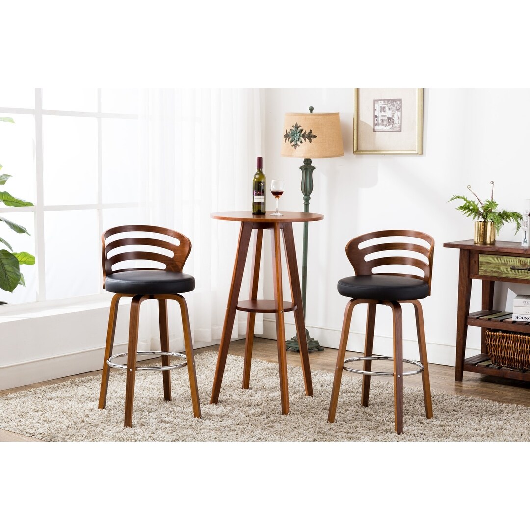 Porthos Home Cora Swivel Bar Stool - Beech Wood Legs and PU Leather Upholstery