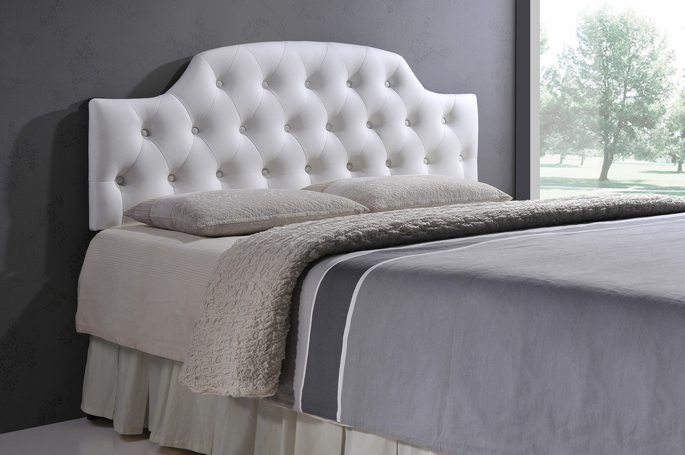 Morris Button Tufted Scalloped Headboard   Transitional   Headboards   by Baxton Studio  Houzz