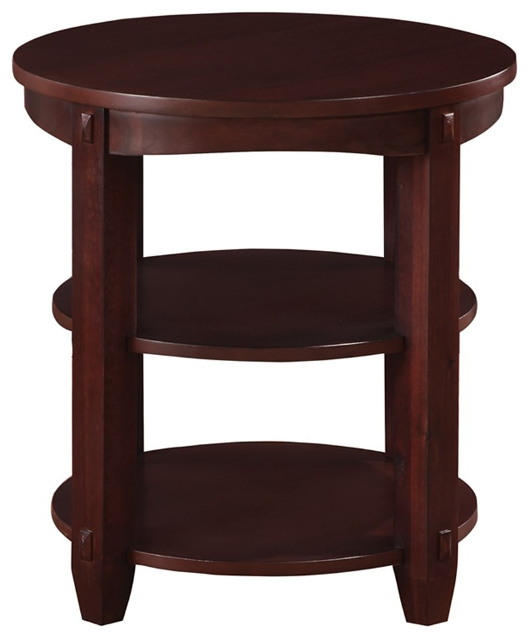 Lane 3 Shelf Round End Table in Espresso  Wood Finish   Transitional   Side Tables And End Tables   by Homesquare  Houzz