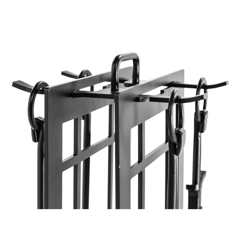 Design Specialties Craftsman Textured Black Fireplace 4 Piece Tool Set