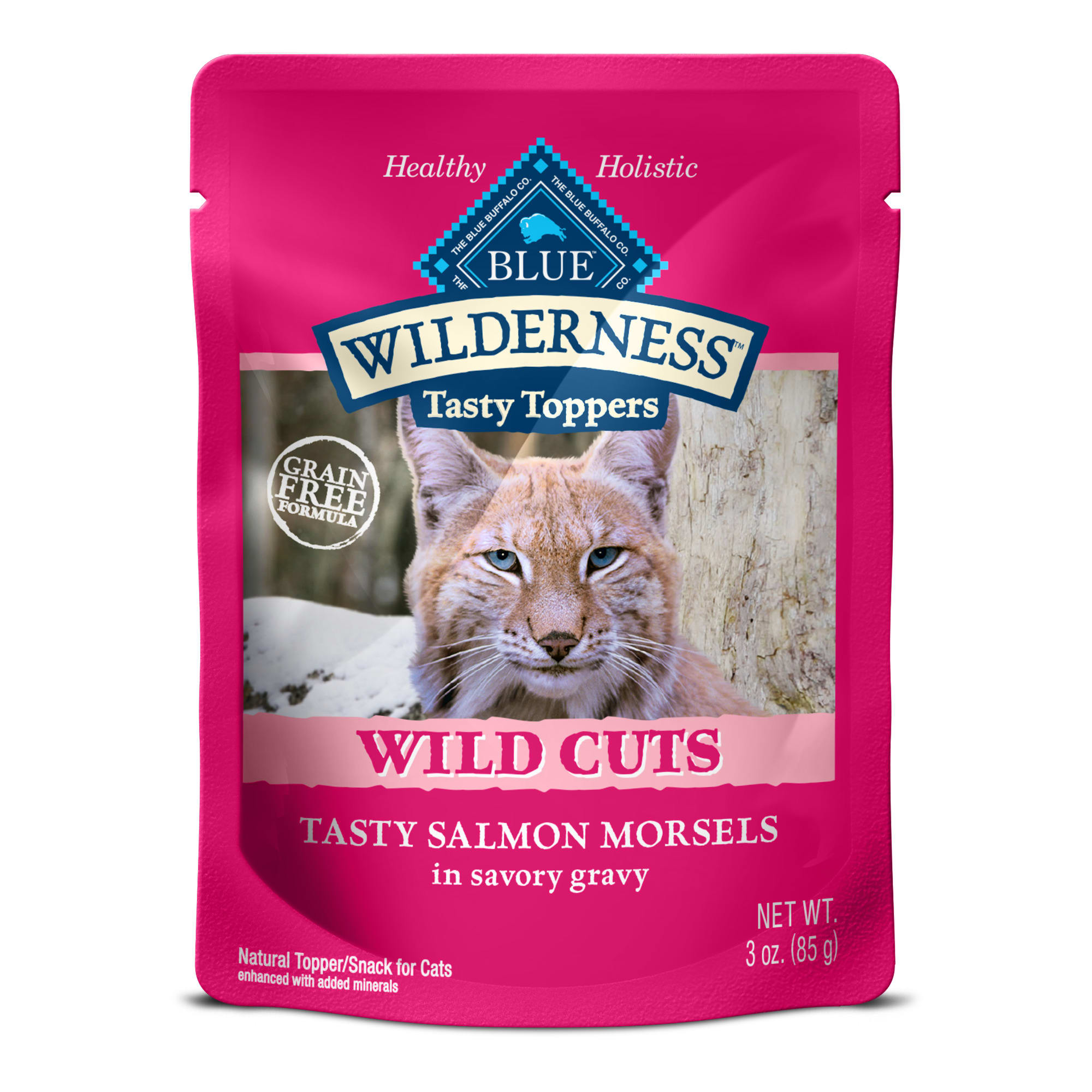 Blue Buffalo Blue Wilderness Wild Cuts Tasty Salmon Morsels Wet Cat Food， 3 oz.， Case of 24