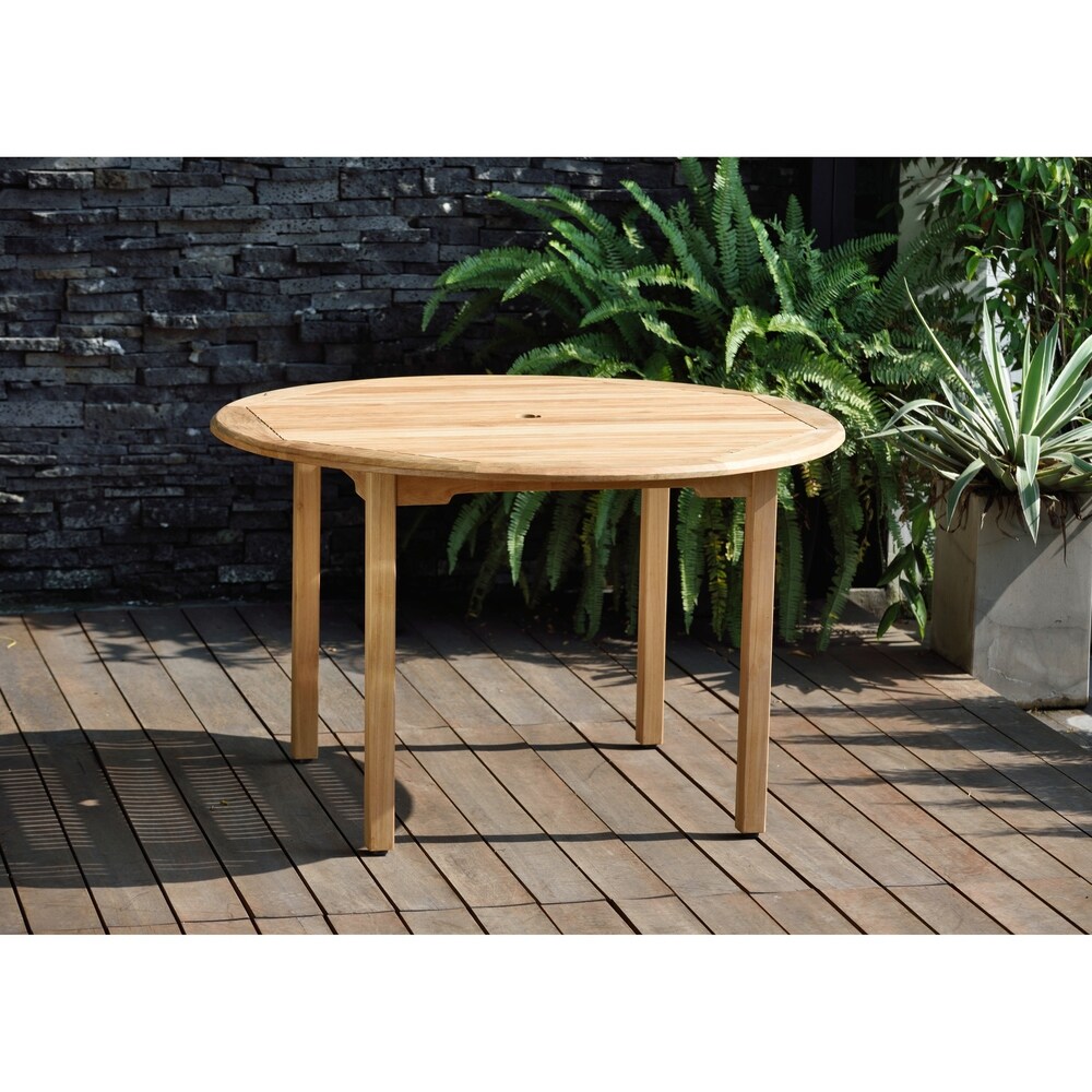 5 piece Round Wood Outdoor Dining Set