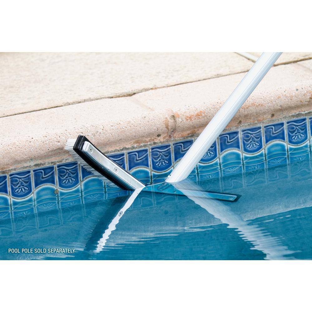 HDX 18 in. Swimming Pool  Spa Brush with Deluxe Nylon and Stainless Steel Combination Bristles and Aluminum Back 60173