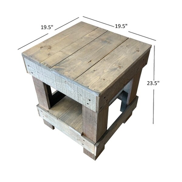 Pine Solid Wood Farmhouse End Table