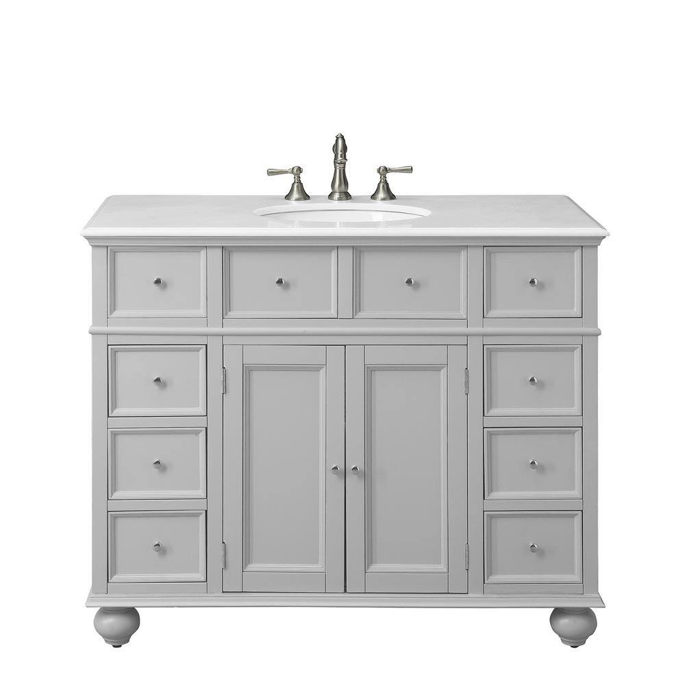 Home Decorators Collection Hampton Harbor 44 in. W x 22 in. D Bath Vanity in Dove Grey with Natural Marble Vanity Top in White BF-21375-DG