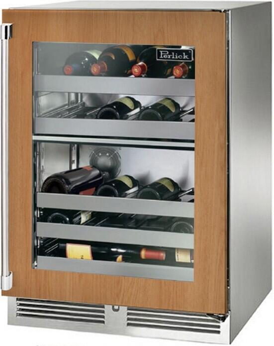 Perlick 48 Inch Signature Series Panel Ready Wine Cooler Pair with HP24DS44L Left Hinge Glass Door Wine Cooler and HP24DS44R Right Hinge Solid Glass Wine Cooler