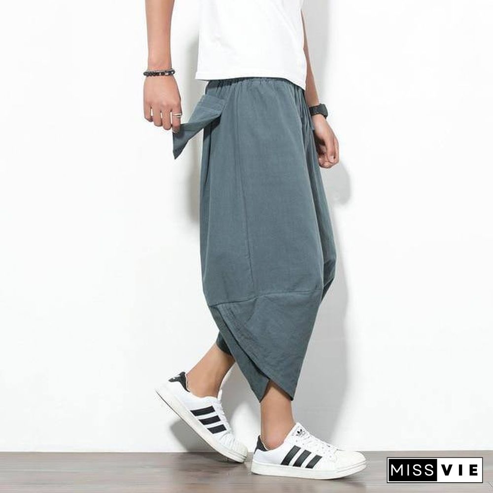 Baggy Cotton Harem Pants Men Summer Japanese Vintage Striped Men Women Hip Hop Plus Size Wide Leg Pants Pantalon