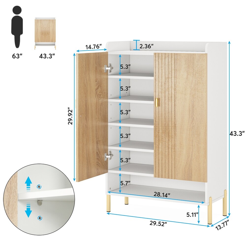 Slim 6 Tier Shoe Cabinet Storage for Entryway