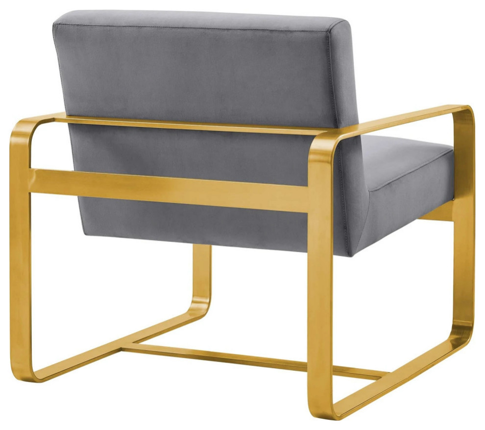 Ophelia Gray Performance Velvet Armchair   Contemporary   Armchairs And Accent Chairs   by V.S.D Furniture  Houzz