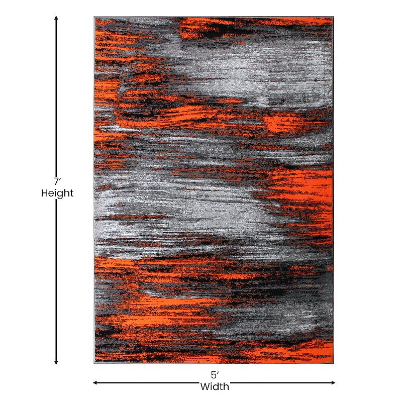 Masada Rugs Masada Rugs Trendz Collection 5'x7' Modern Contemporary Area Rug in Orange， Gray and Black - Design Trz863