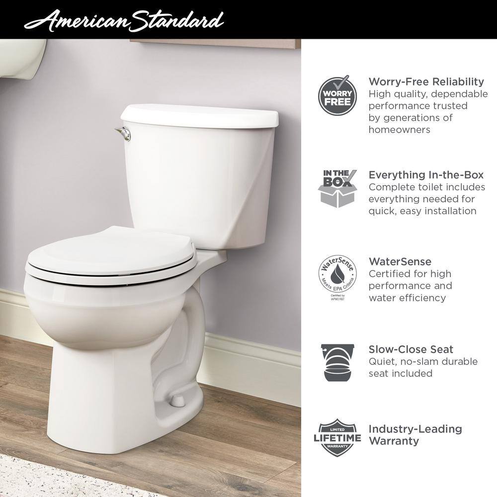 American Standard Reliant 2-Piece 1.28 GPF Single Flush Round Toilet with Slow Close Seat in White 3332128S.020