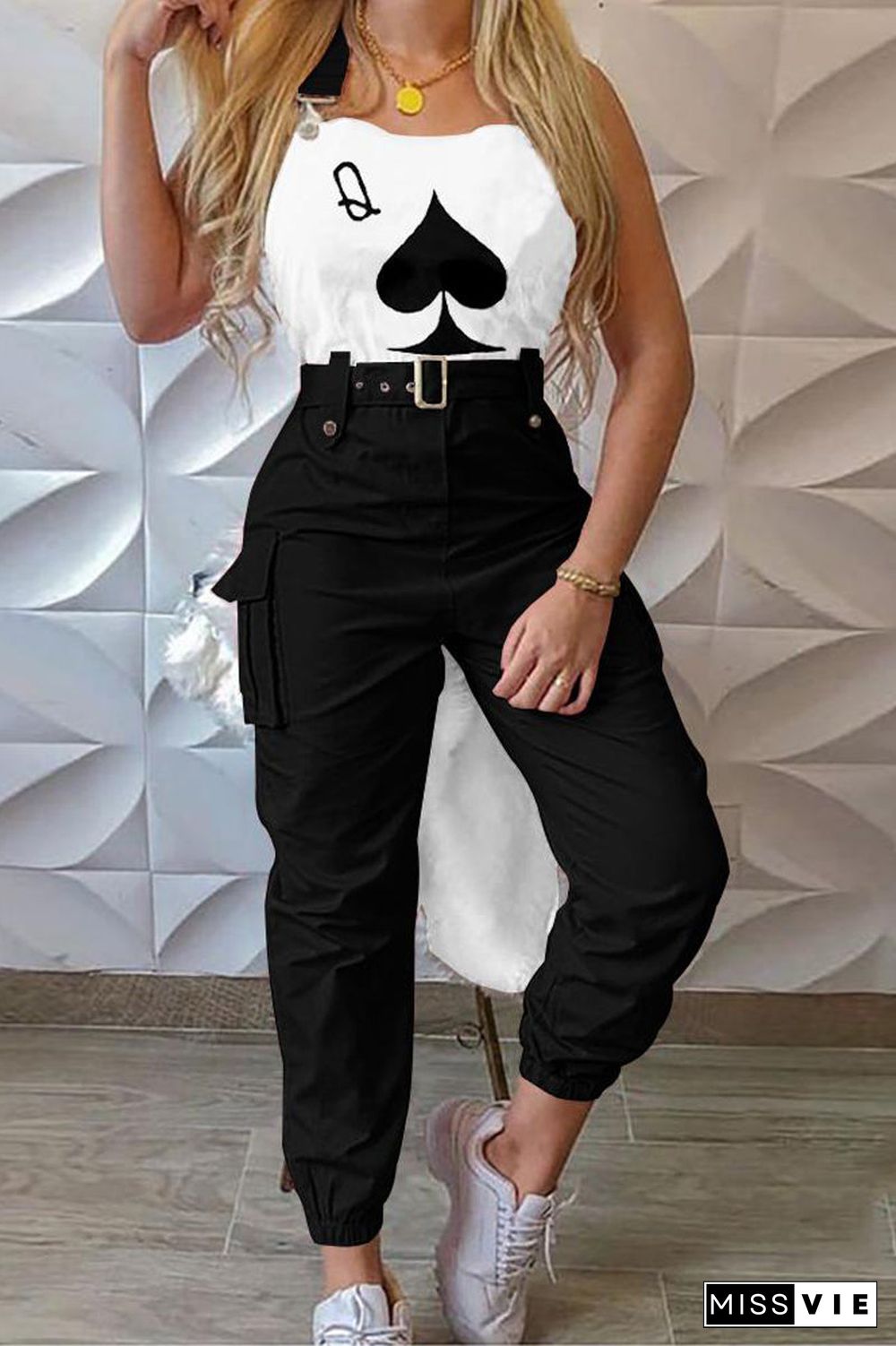 Halter High Waist Belted Jumpsuits