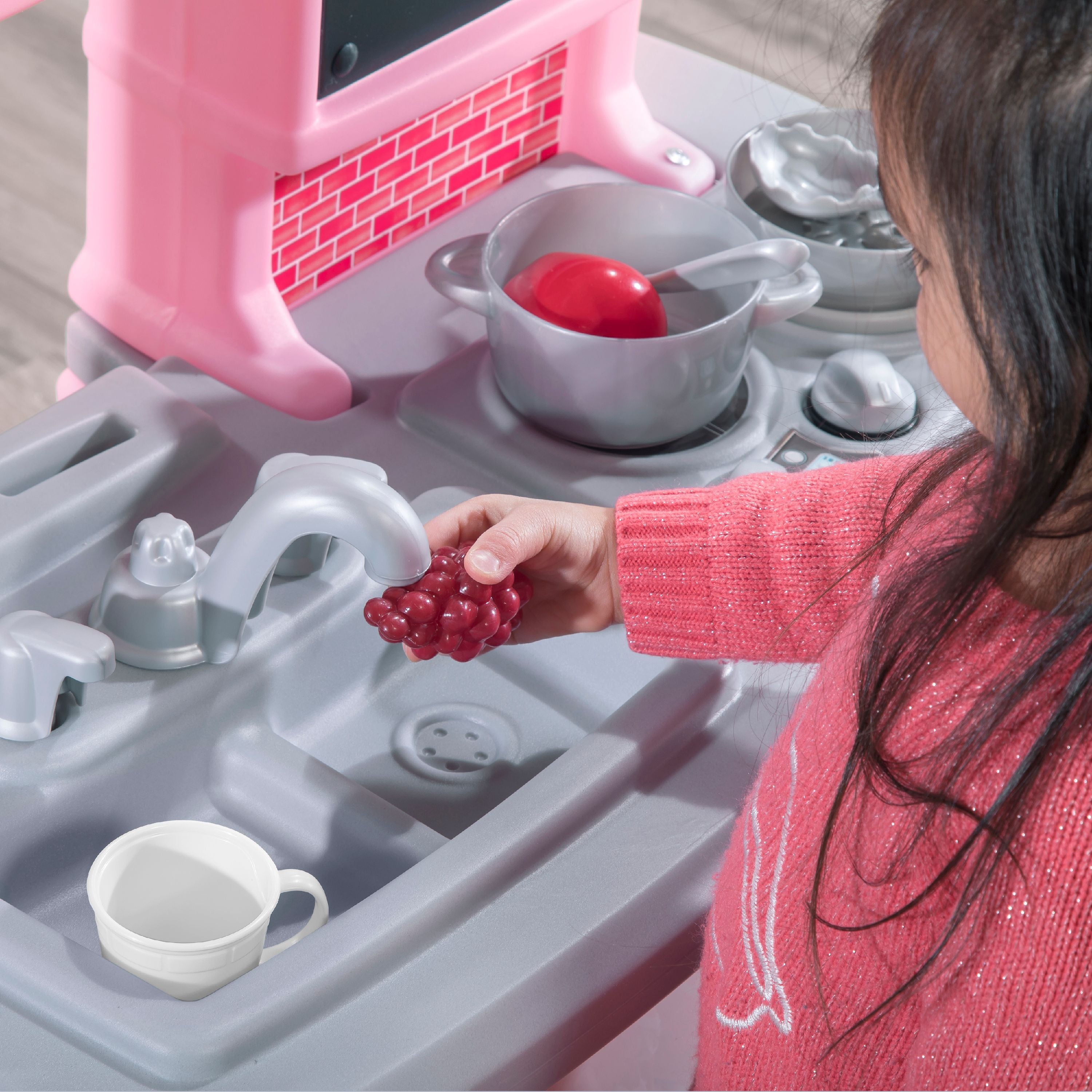 Step2 Great Gourmet Play Kitchen with Storage Bins and Accessory Play Set - Pink