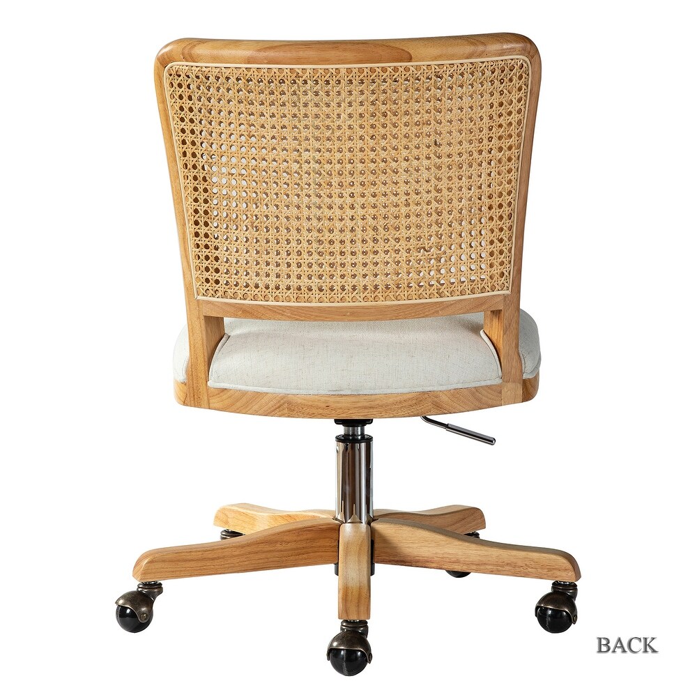 Calcutta Modern Rattan Back Task Chair with Solid Wood Legs by HULALA HOME