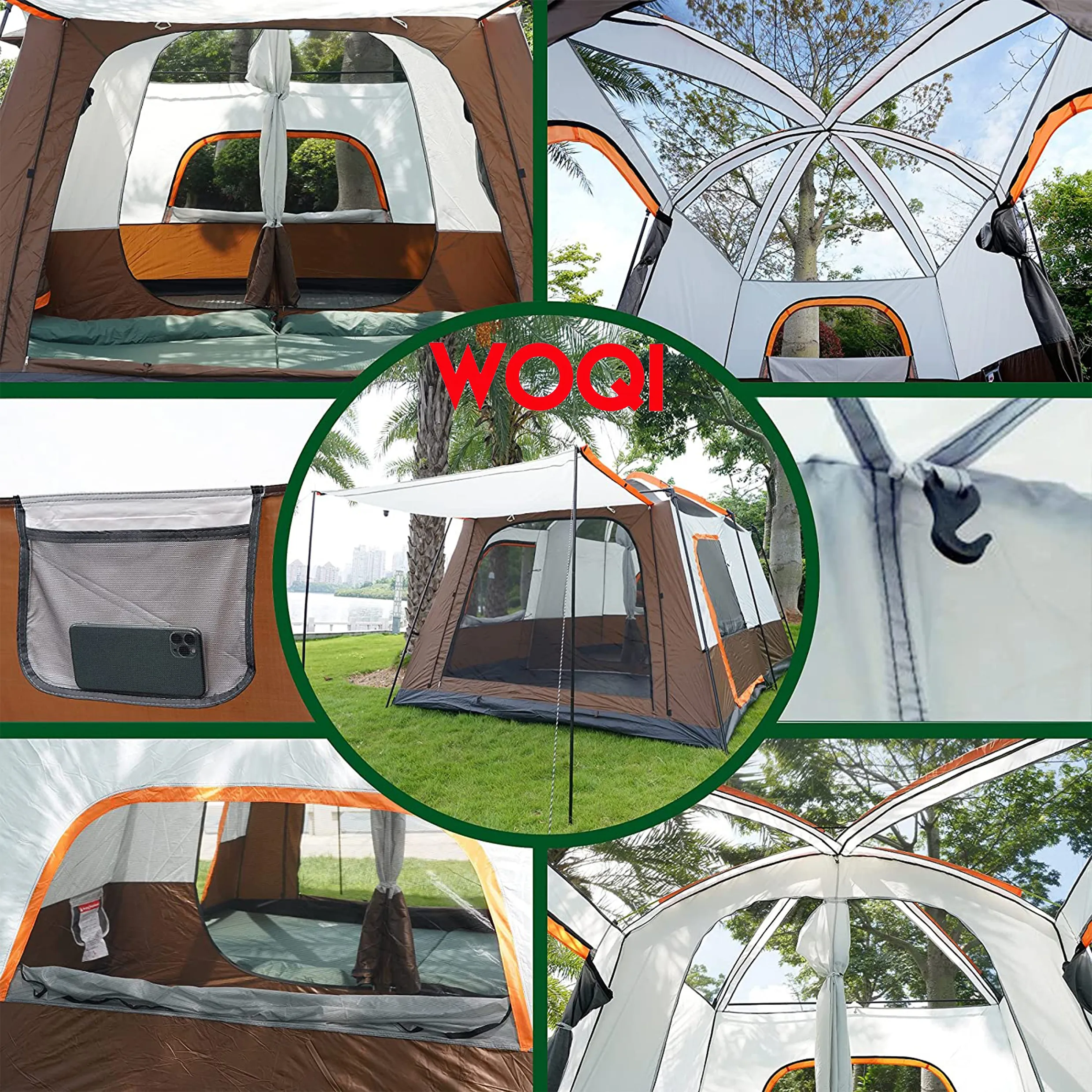 Woqi Family tents camping outdoor two room 8 person waterproof luxury big camping tent