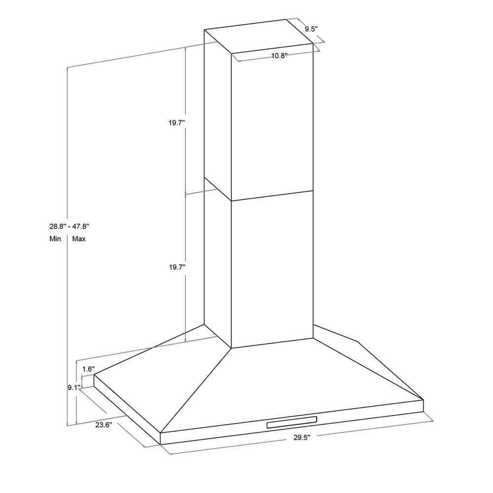 AKDY 30 in 343 CFL Convertible Kitchen Island Mount Range Hood in Stainless Steel with Touch Control and 2 Set Carbon Filter