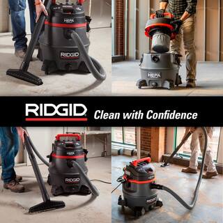 RIDGID 14 Gallon 2-Stage HEPA Commercial WetDry Shop Vacuum with Filter Dust Bag Professional Locking Hose and Accessories RV2400HF