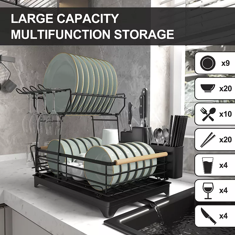 Double-layer Bamboo Dish Rack