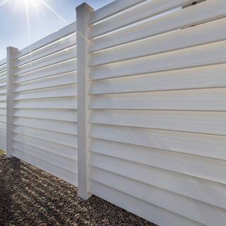 Barrette Outdoor Living Louvered 6 ft. x 6 ft. White Vinyl Fence Panel 73050573