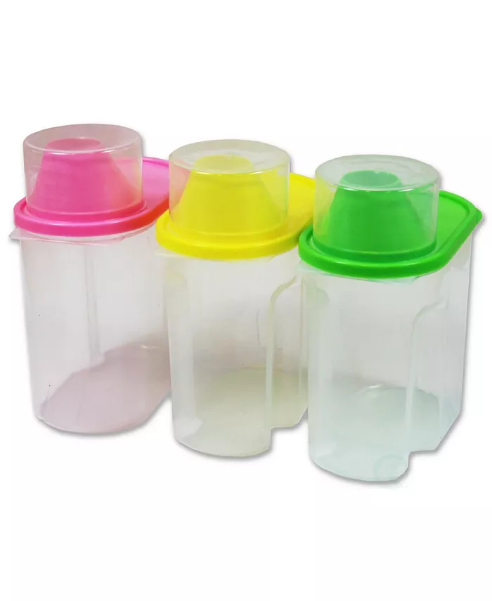 Basicwise Vintiquewise Small Bpa-Free Plastic Food Saver Kitchen Food Cereal Storage Containers with Graduated Cap Set of 3