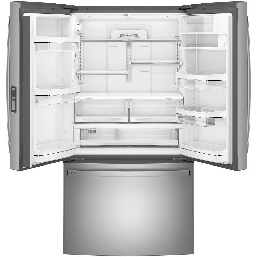 GE Profile 23.1 cu. ft. French Door Refrigerator in Fingerprint Resistant Stainless Steel ENERGY STAR and Counter Depth PWE23KYNFS