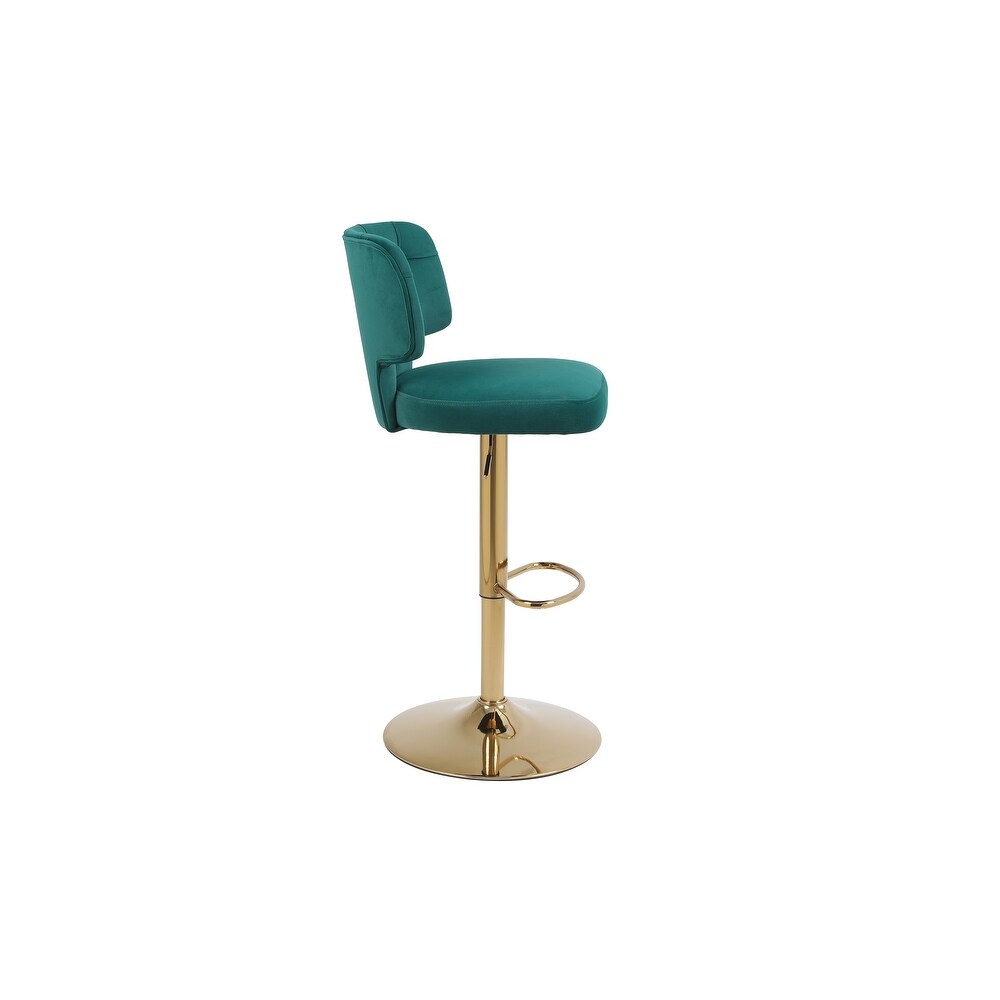 Barstools  Swivel Velvet Bar Stool Counter Height Bar Chairs Adjustable Tufted Stool with Back  Footrest (Emerald  Set of 2)