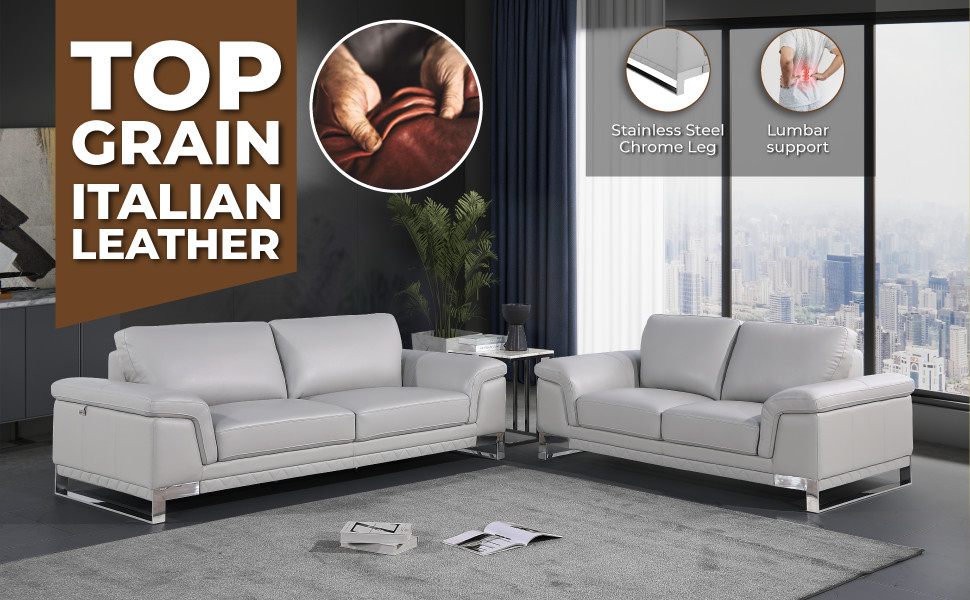 Naples Contemporary Genuine Italian Leather 2 Piece Set   Contemporary   Living Room Furniture Sets   by Luxuriant Furniture  Houzz