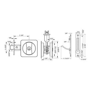 DELANEY HARDWARE Contemporary Square Satin Nickel Bed Bath Privacy Sliding Pocket Door Lock 370109