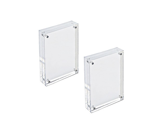 Azar Displays Clear Acrylic Magnetic Photo Block Frame Set With Two 4x6 Size Frames