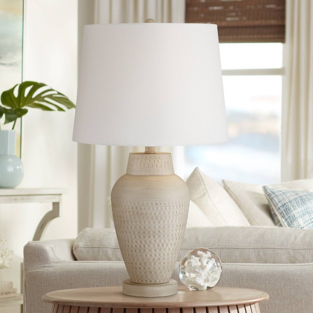 High Beige Hammered Off White Linen Drum Shade For Bedroom Living Room Bedside Nightstand Home