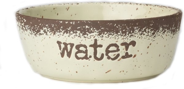 PetRageous Designs Crockery Water Stoneware Dog Bowl， Natural， 4-cup