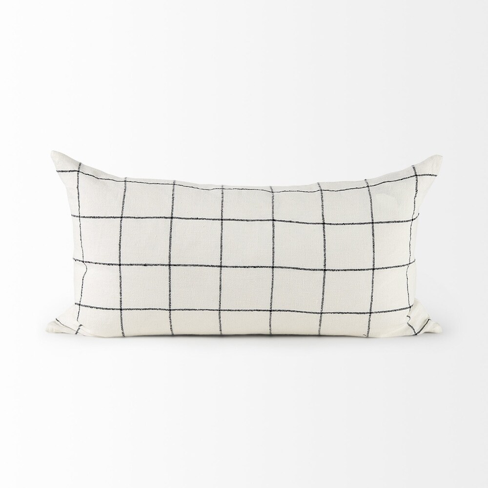 White and Black Grid Accent Pillow Cover