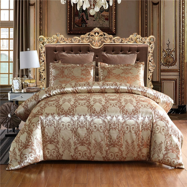 Luxury Bedding Set Satin Jacquard 3pcs  Duvet Cover Set