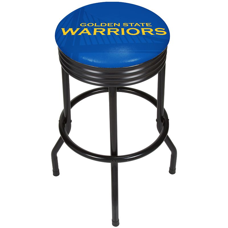 Golden State Warriors Padded Ribbed Black Bar Stool