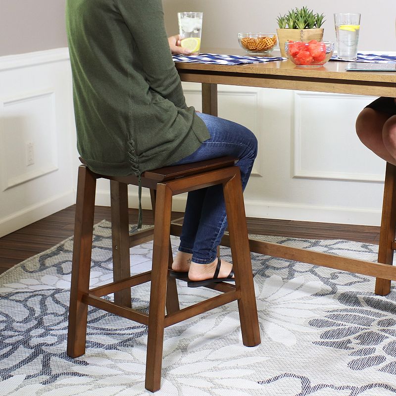 Sunnydaze Modern Wooden Counter-Height Stools - Dark Walnut - Set of 2