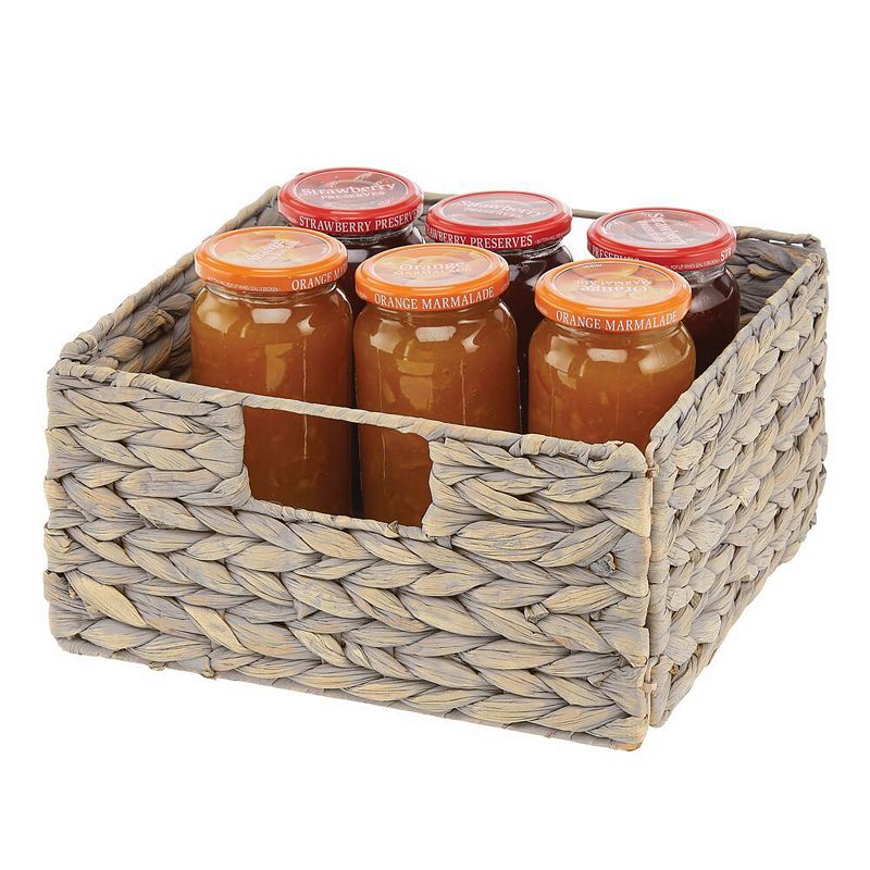 mDesign 10.5 x 10.5 x 5.25 Hyacinth Kitchen Storage Basket with Handles， 4 Pack