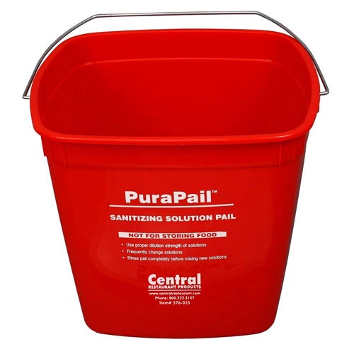 Central Exclusive 6-Quart Sanitizing Pail， Red