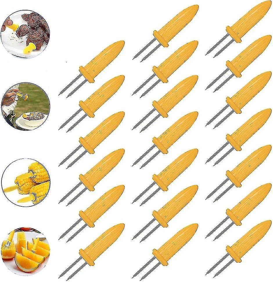 20 Pcs/set Corn Holders， Stainless Steel Heat Resistant Non Slip Barbecue Corn Prongs Skewers For Bb