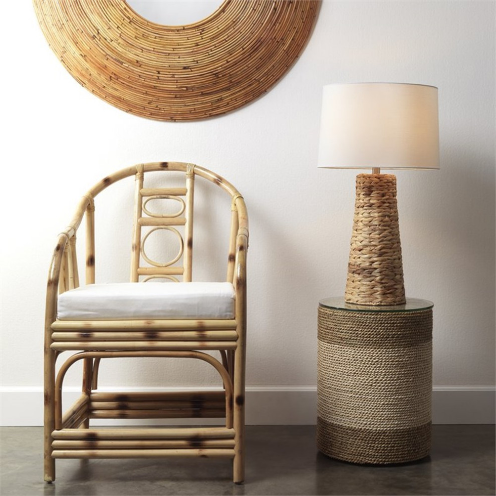 Home Square Straw Rope and Glass Side Table in Natural   Set of 2   Beach Style   Side Tables And End Tables   by Homesquare  Houzz