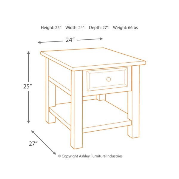 Signature Design by Ashley， Tyler Creek Casual Grayish Brown End Table