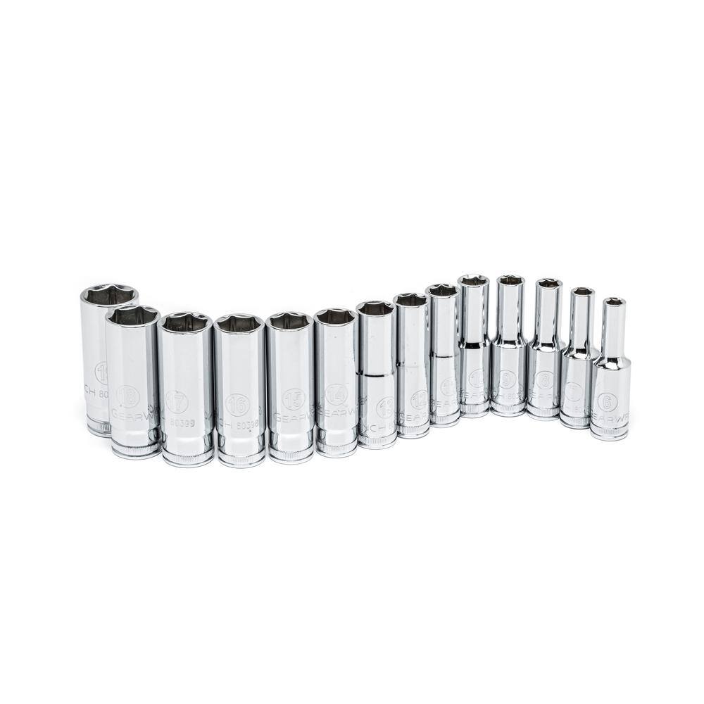 GEARWRENCH 38 in. Drive 6 Point Mid Length Metric Socket Set (14-Piece) 80554S-06