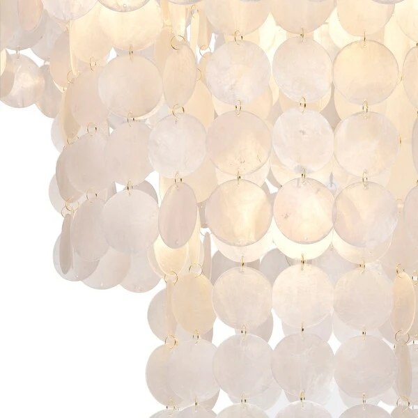 Paula 4-Light Glossy Bronze Finish Chandelier with Natural White Shell - 20.5 inches in diameter x 21.7 inches H