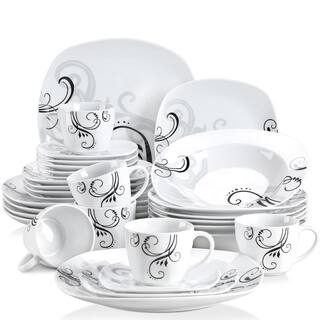 VEWEET Zoey 30-Piece Casual Ivory White Porcelain Dinnerware Set (Service for 6) ZOEY001