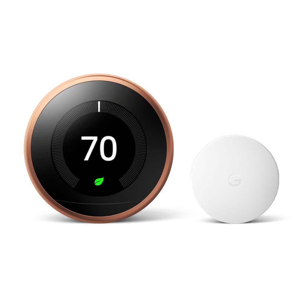 Google Nest Learning Thermostat  Smart WiFi Thermostat Copper  Nest Temperature Sensor