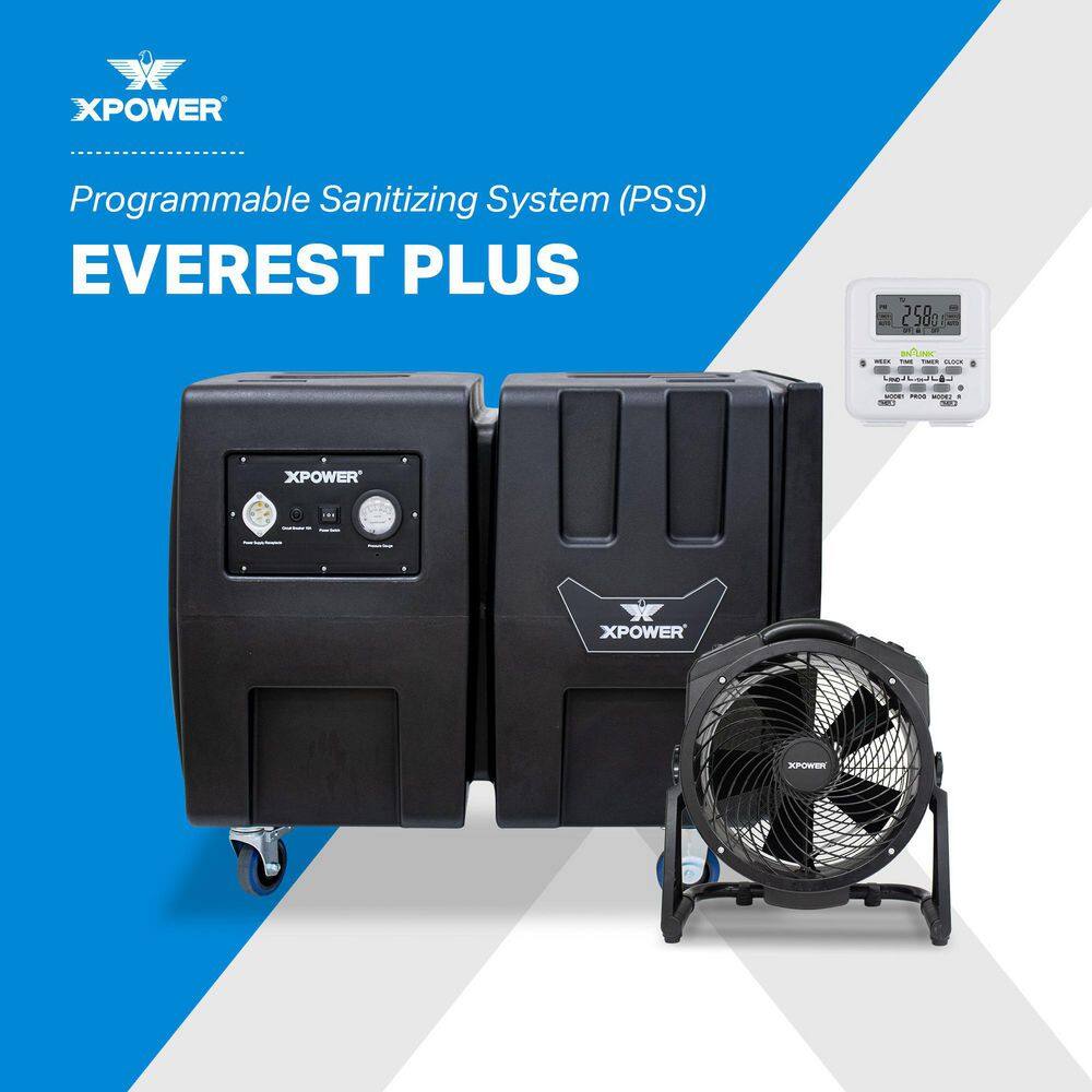 XPOWER PSS4 Everest PLUS Programmable Sanitizing System Automatic Overnight Indoor Air Quality Solution HEPA Air Purifier PSS4